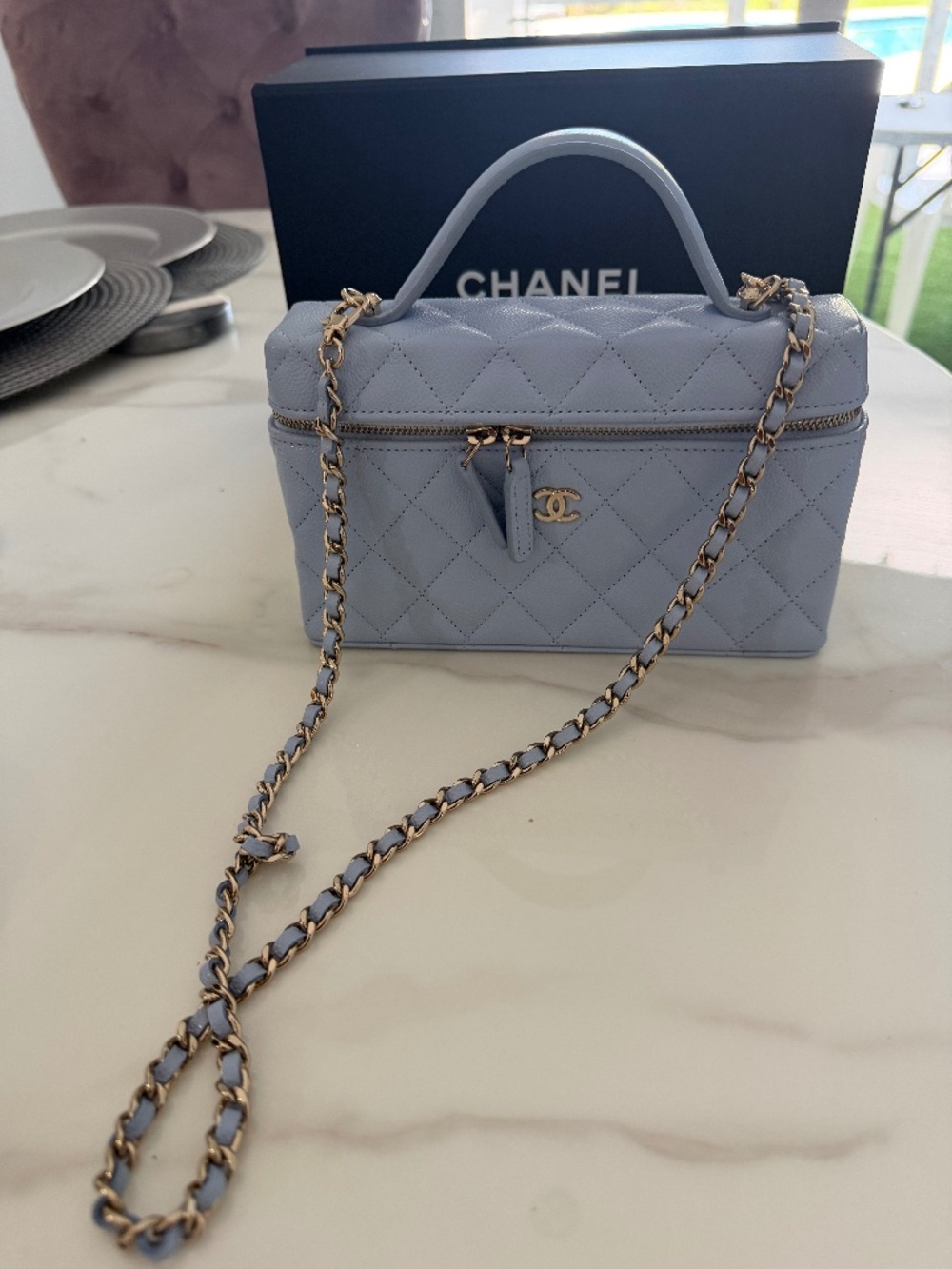 Chanel Light Blue Slim Vanity